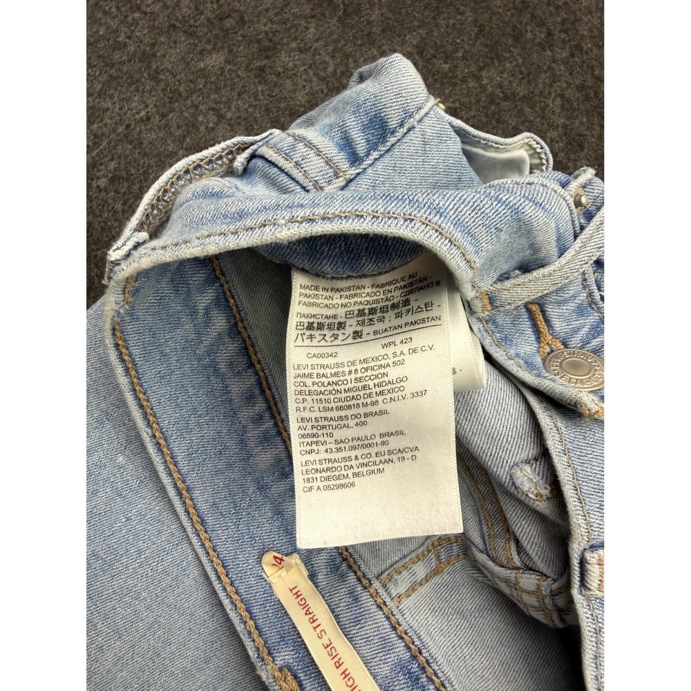 Levis Premium 724 High Rise Straight Jeans Light Wash Raw Hem Size 24 Womens - Picture 7 of 10